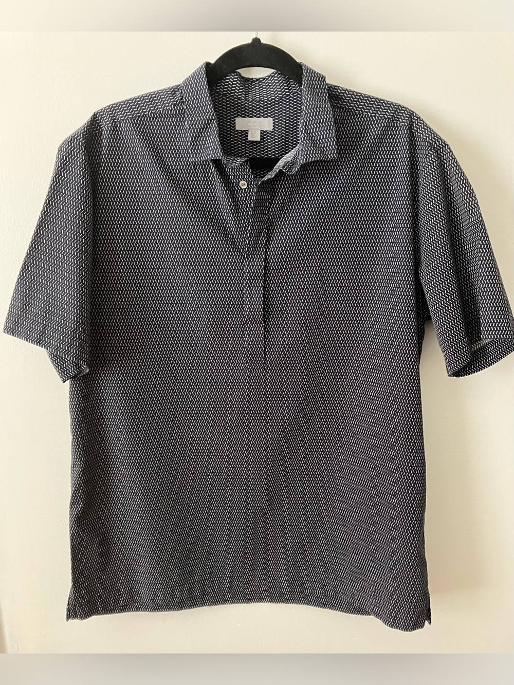 COS Black Micro-Pattern Polo